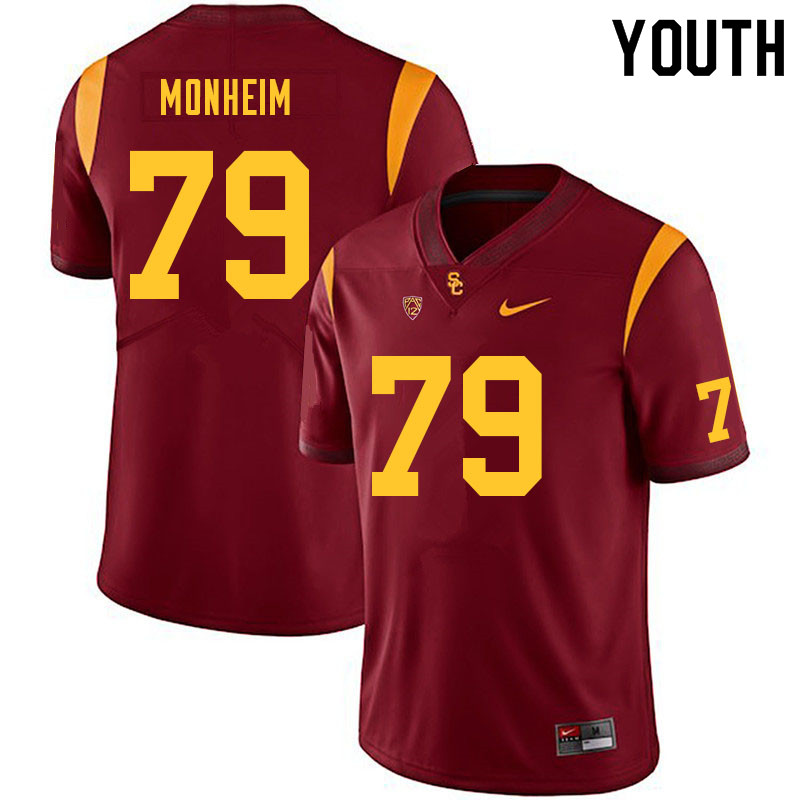 Youth #79 Jonah Monheim USC Trojans College Football Jerseys Sale-Cardinal